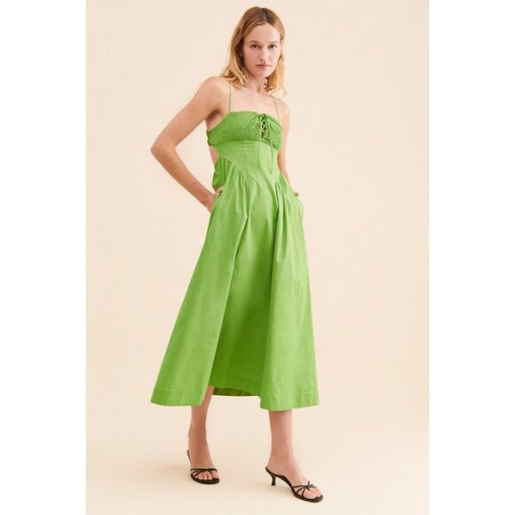 FREE PEOPLE Women's Fifi Midi Dress Size S In Green - Picture 1 of 12